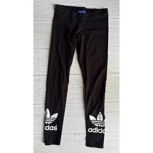 Adidas Leggings Small Black Pull On Trefoil Ankle Stretch Casual Womens Small